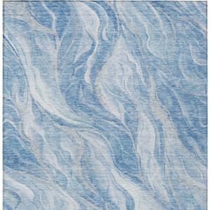 5' X 8' Denim Blue And Sky Blue Abstract Washable Indoor Outdoor Area Rug - 608219110284