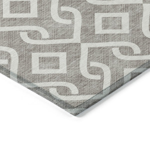 5' X 8' Taupe And Ivory Geometric Washable Indoor Outdoor Area Rug - 608219071493