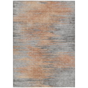 3' X 5' Salmon Gray And Charcoal Abstract Washable Indoor Outdoor Area Rug