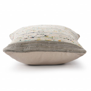 20" X 20" Gray And Off-White 100% Cotton Abstract Zippered Pillow