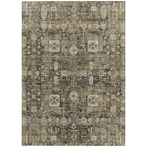 3' X 5' Coffee And Beige Oriental Washable Indoor Outdoor Area Rug