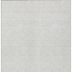 3' X 5' Ivory And Beige Geometric Washable Indoor Outdoor Area Rug - 608219174408