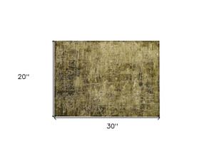 2' X 3' Green Abstract Washable Non Skid Indoor Outdoor Area Rug Transitional Style - Green Color