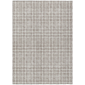 5' X 8' Taupe And Ivory Geometric Washable Indoor Outdoor Area Rug - 880016723885