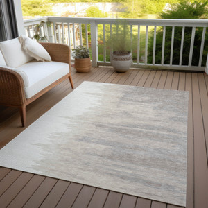 5' X 8' Ivory And Brown Abstract Washable Indoor Outdoor Area Rug - Ivory, Brown