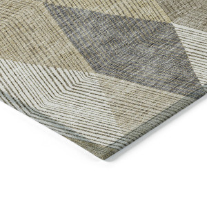 3' X 5' Wheat Taupe And Ivory Argyle Washable Indoor Outdoor Area Rug