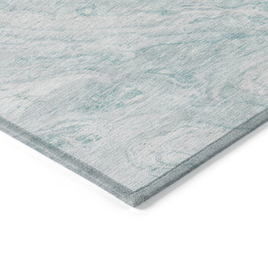 5' X 8' Aquamarine Aqua And Ivory Abstract Washable Indoor Outdoor Area Rug