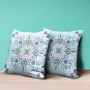 18" x 18" Light Blue Blown Seam Paisley Indoor Outdoor Throw Pillow