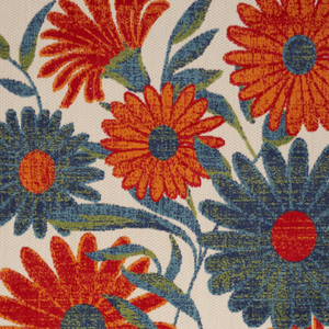 6' X 9' Ivory Blue Orange And Green Floral Indoor Outdoor Area Rug