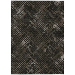 3' X 5' Brown And Chocolate Geometric Washable Indoor Outdoor Area Rug