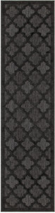 8' Charcoal And Black Trellis Indoor Outdoor Runner Rug