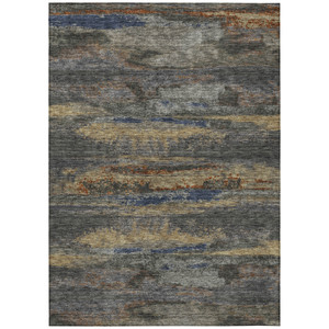 3' X 5' Graphite And Gray Abstract Washable Indoor Outdoor Area Rug