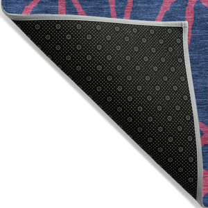 3' X 5' Navy Blue And Dark Pink Geometric Washable Indoor Outdoor Area Rug