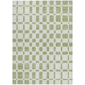 3' X 5' Artichoke Green And Ivory Geometric Washable Indoor Outdoor Area Rug Transitional Style - Artichoke Green, Ivory Color