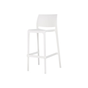 Set of Two 30" White Heavy Duty Plastic Low Back Outdoor Bar Height Chairs