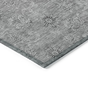 5' X 8' Pewter And Gray Floral Washable Indoor Outdoor Area Rug
