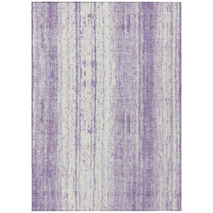 5' X 8' Purple And Ivory Striped Washable Indoor Outdoor Area Rug