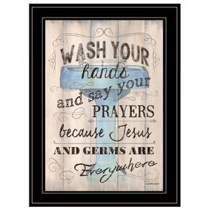 Wash Your Hands 4 Black Framed Print Bathroom Wall Art