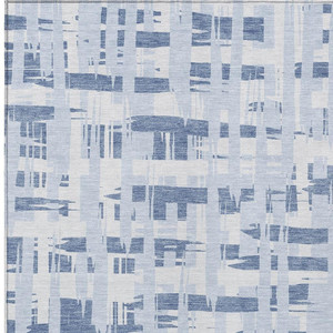 5' X 8' Blue Ivory And Sky Blue Striped Washable Indoor Outdoor Area Rug