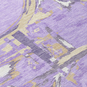 5' X 8' Lavender Lilac And Purple Geometric Washable Indoor Outdoor Area Rug