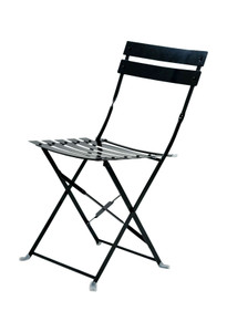 Set of Two Black Aluminum Outdoor Folding Dining Chairs