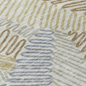 5' X 8' Taupe Gray And Beige Floral Washable Indoor Outdoor Area Rug