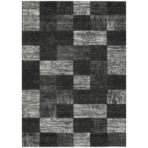 5' X 8' Black And Gray Geometric Washable Indoor Outdoor Area Rug - 880016614930