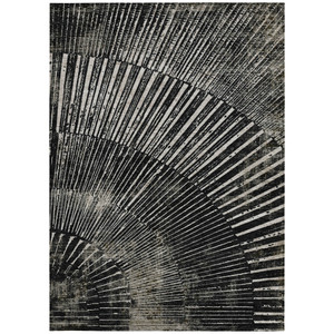 3' X 5' Black And Ivory Abstract Washable Indoor Outdoor Area Rug