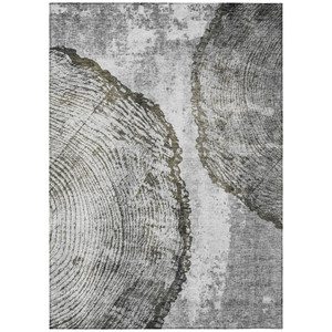 3' X 5' Gray Taupe And Silver Abstract Washable Indoor Outdoor Area Rug