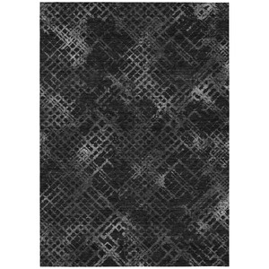 5' X 8' Charcoal Gray And Silver Geometric Washable Indoor Outdoor Area Rug Transitional Style - Charcoal, Gray, Silver Color