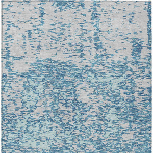 5' X 8' Teal Blue And Ivory Abstract Washable Indoor Outdoor Area Rug - 880016693454