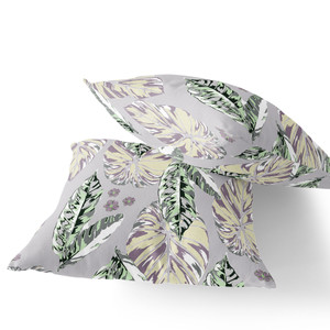 Set of Two 18" Purple Botanical Indoor Outdoor Throw Pillow Cover and Insert - 606114911234