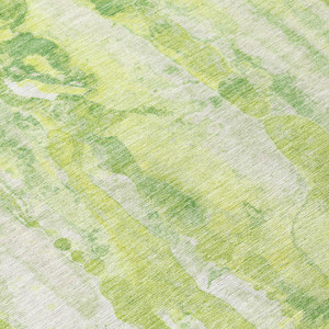 3' X 5' Lime Green And Ivory Abstract Washable Indoor Outdoor Area Rug - 880016446074