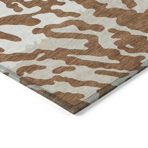 5' X 8' Brown Beige And Ivory Animal Print Washable Indoor Outdoor Area Rug