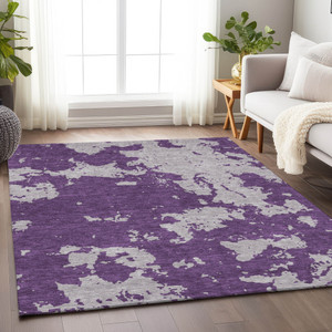 3' X 5' Purple And Lavender Abstract Washable Indoor Outdoor Area Rug - 608219251406