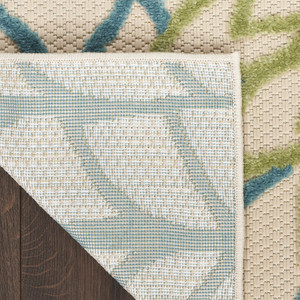 6' Dark Green Yellow And Blue Floral Indoor Outdoor Runner Rug