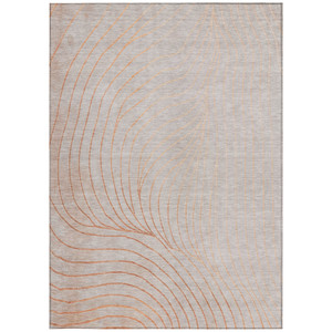 3' X 5' Copper And Silver Abstract Washable Indoor Outdoor Area Rug
