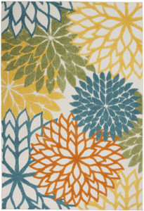 6' X 9' Blue And Yellow Indoor Outdoor Area Rug