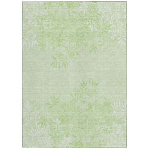 3' X 5' Mint Green Artichoke Green And Ivory Floral Washable Indoor Outdoor Area Rug