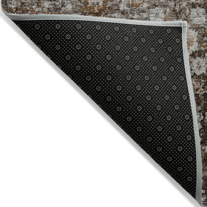 3' X 5' Dark Brown Brown And Taupe Oriental Washable Indoor Outdoor Area Rug