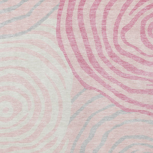 5' X 8' Pink Ivory And Gray Abstract Washable Indoor Outdoor Area Rug