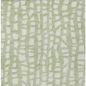 5' X 8' Artichoke Green And Ivory Abstract Washable Indoor Outdoor Area Rug - 608219057602