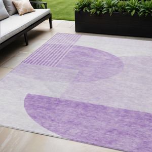 5' X 8' Purple And Lavender Geometric Washable Indoor Outdoor Area Rug