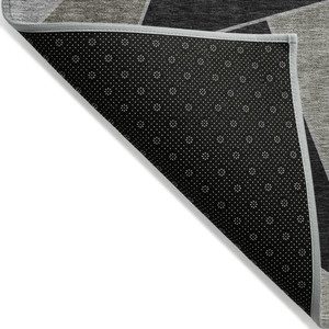 5' X 8' Coffee Charcoal And Gray Geometric Washable Indoor Outdoor Area Rug