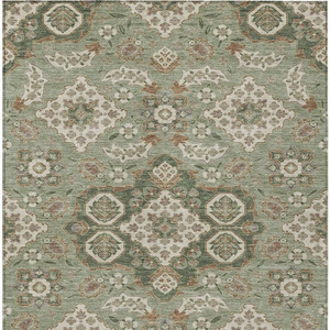 3' X 5' Sage Copper And Ivory Medallion Washable Indoor Outdoor Area Rug