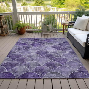 3' X 5' Purple Lilac And Lavender Abstract Washable Indoor Outdoor Area Rug
