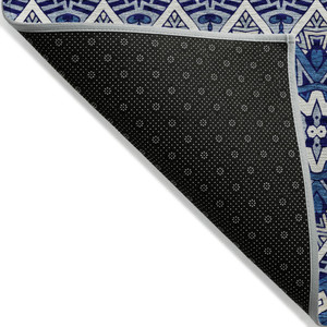 5' X 8' Navy Blue And Ivory Moroccan Washable Indoor Outdoor Area Rug