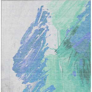5' X 8' Pale Aqua Mint Green And Ivory Abstract Washable Indoor Outdoor Area Rug