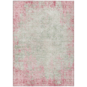 3' X 5' Pink And Ivory Abstract Washable Indoor Outdoor Area Rug - 880016597042