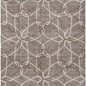 3' X 5' Taupe And Ivory Geometric Washable Indoor Outdoor Area Rug - 880016736267